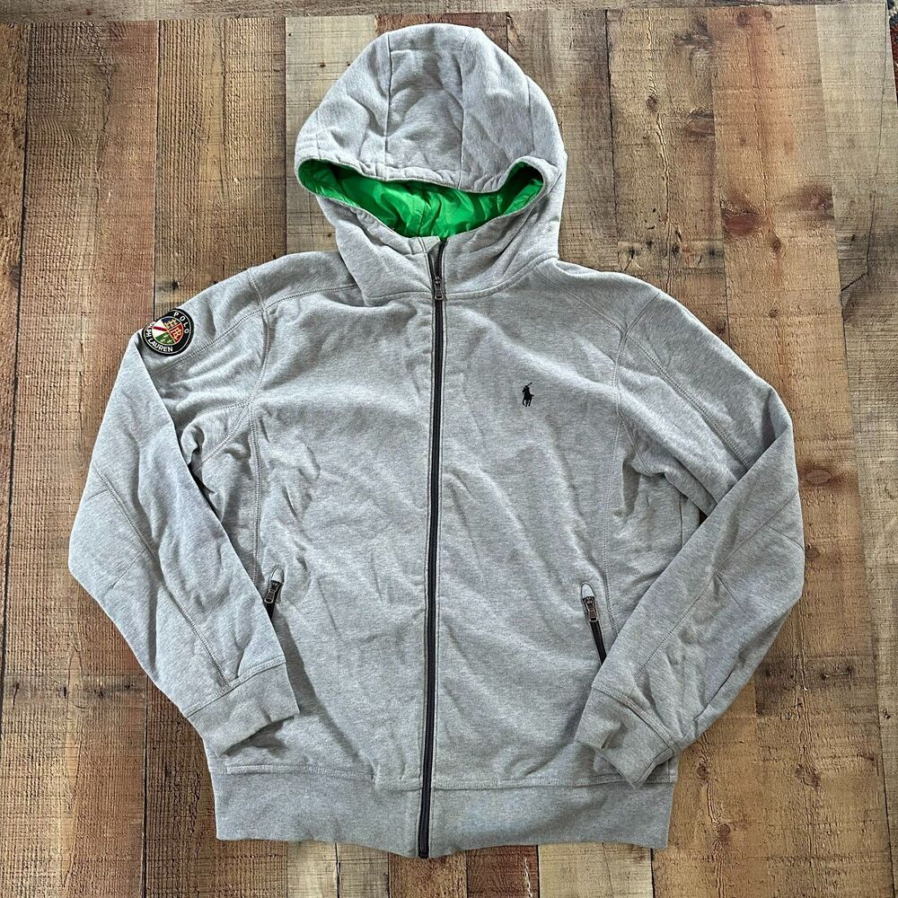 Polo Ralph Lauren Full‑Zip Hoodie – Men's XL – Green/Grey